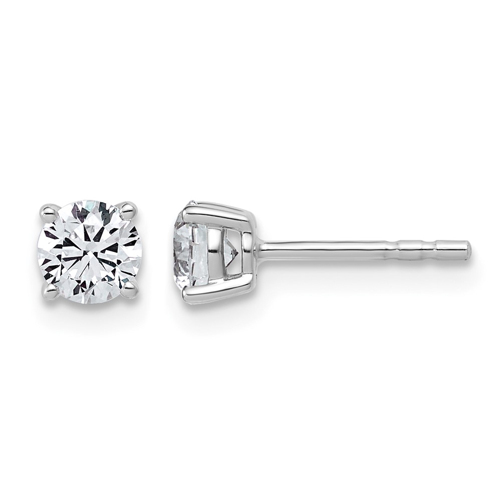 14K White Gold 0.62 Carat Lab Grown Diamond VS SI+ G+ Round Complete Four Prong Lightweight Stud Earrings