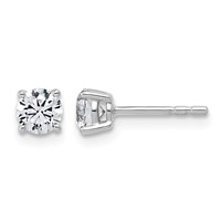 14K White Gold 0.62 Carat Lab Grown Diamond VS SI+ G+ Round Complete Four Prong Lightweight Stud Earrings view 1