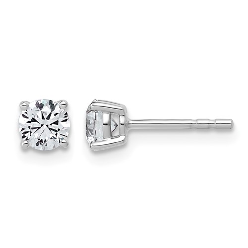 14K White Gold 0.62 Carat Lab Grown Diamond VS SI+ G+ Round Complete Four Prong Lightweight Stud Earrings