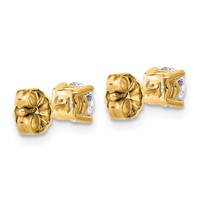 14K Yellow Gold 0.62 Carat Lab Grown Diamond VS+ F+ Round Complete Four Prong Lightweight Stud Earrings view 3