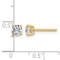 14K Yellow Gold 0.62 Carat Lab Grown Diamond VS+ F+ Round Complete Four Prong Lightweight Stud Earrings view 4