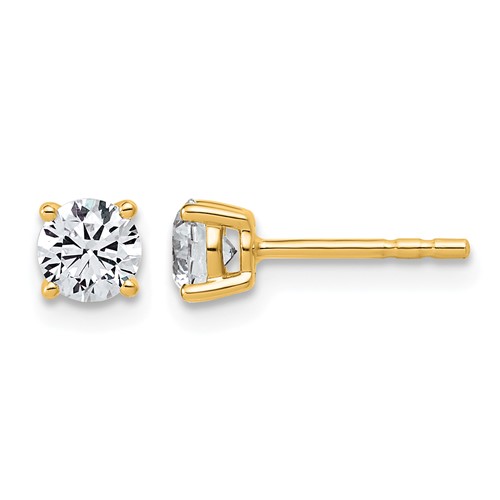 14K Yellow Gold 0.62 Carat Lab Grown Diamond VS SI+ G+ Round Complete Four Prong Lightweight Stud Earrings