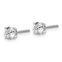 10K White Gold 0.75 Carat Lab Grown Diamond VS SI+ G+ Round Complete Four Prong Stud Earrings view 2