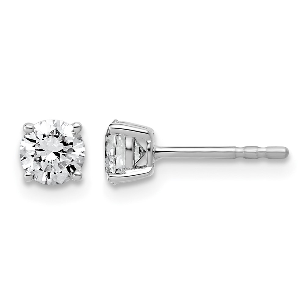 10K White Gold 0.75 Carat Lab Grown Diamond VS SI+ G+ Round Complete Four Prong Stud Earrings
