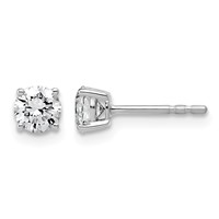 10K White Gold 0.75 Carat Lab Grown Diamond VS SI+ G+ Round Complete Four Prong Stud Earrings view 1