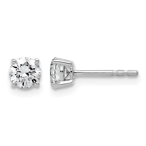 10K White Gold 0.75 Carat Lab Grown Diamond VS+ F+ Round Complete Four Prong Stud Earrings