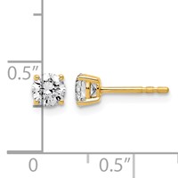 10K Yellow Gold 0.75 Carat Lab Grown Diamond VS SI+ G+ Round Complete Four Prong Stud Earrings view 4