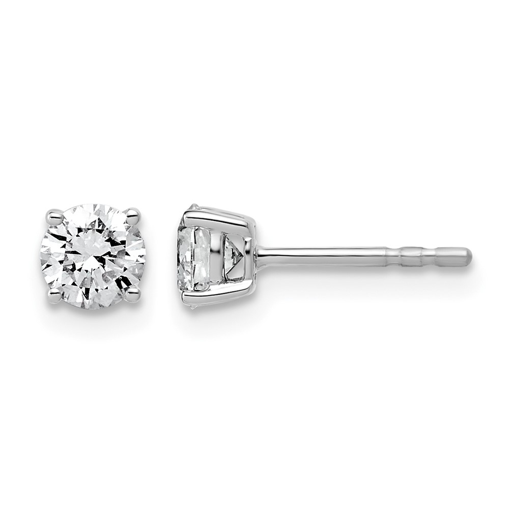 14K White Gold 0.75 Carat Lab Grown Diamond VS SI+ G+ Round Complete Four Prong Lightweight Stud Earrings
