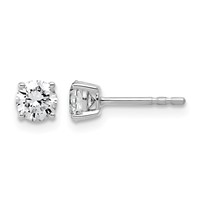 14K White Gold 0.75 Carat Lab Grown Diamond VS SI+ G+ Round Complete Four Prong Lightweight Stud Earrings view 1