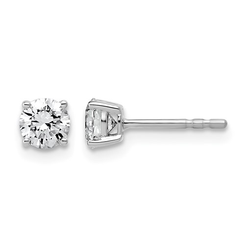 14K White Gold 0.75 Carat Lab Grown Diamond VS SI+ G+ Round Complete Four Prong Lightweight Stud Earrings