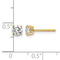14K Yellow Gold 0.75 Carat Lab Grown Diamond VS+ F+ Round Complete Four Prong Lightweight Stud Earrings view 4