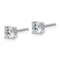 10K White Gold 1 Carat Lab Grown Diamond VS+ F+ Round Complete Four Prong Stud Earrings view 2