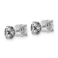 10K White Gold 1 Carat Lab Grown Diamond VS+ F+ Round Complete Four Prong Stud Earrings view 3