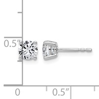 10K White Gold 1 Carat Lab Grown Diamond VS+ F+ Round Complete Four Prong Stud Earrings view 5