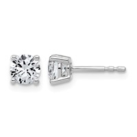 10K White Gold 1 Carat Lab Grown Diamond VS+ F+ Round Complete Four Prong Stud Earrings view 1