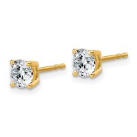 10K Yellow Gold 1 Carat Lab Grown Diamond VS+ F+ Round Complete Four Prong Stud Earrings view 2