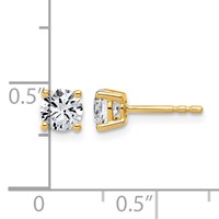 10K Yellow Gold 1 Carat Lab Grown Diamond VS+ F+ Round Complete Four Prong Stud Earrings view 4