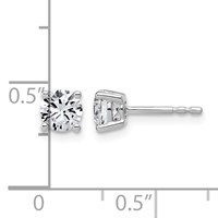 14K White Gold 1 Carat Lab Grown Diamond VS SI+ G+ Round Complete Four Prong Lightweight Stud Earrings view 3
