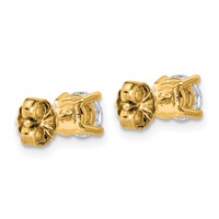 14K Yellow Gold 1 Carat Lab Grown Diamond VS+ F+ Round Complete Four Prong Lightweight Stud Earrings view 3