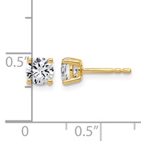 14K Yellow Gold 1 Carat Lab Grown Diamond VS+ F+ Round Complete Four Prong Lightweight Stud Earrings view 4