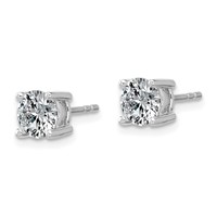 10K White Gold 1.50 Carat Lab Grown Diamond VS+ F+ Round Complete Four Prong Stud Earrings view 2
