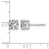 10K White Gold 1.50 Carat Lab Grown Diamond VS+ F+ Round Complete Four Prong Stud Earrings view 3
