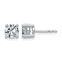 10K White Gold 1.50 Carat Lab Grown Diamond VS+ F+ Round Complete Four Prong Stud Earrings view 1