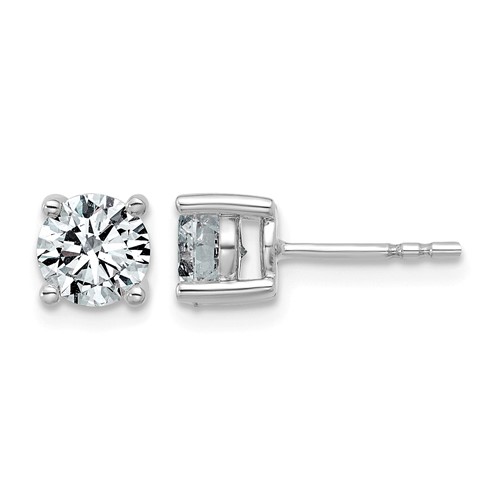 10K White Gold 1.50 Carat Lab Grown Diamond VS+ F+ Round Complete Four Prong Stud Earrings