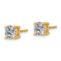 10K Yellow Gold 1.50 Carat Lab Grown Diamond VS+ F+ Round Complete Four Prong Stud Earrings view 2