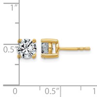 10K Yellow Gold 1.50 Carat Lab Grown Diamond VS+ F+ Round Complete Four Prong Stud Earrings view 3