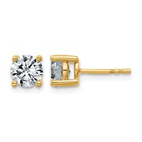 10K Yellow Gold 1.50 Carat Lab Grown Diamond VS+ F+ Round Complete Four Prong Stud Earrings view 1