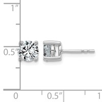 14K White Gold 1.50 Carat Lab Grown Diamond VS SI+ G+ Round Complete Four Prong Lightweight Stud Earrings view 3