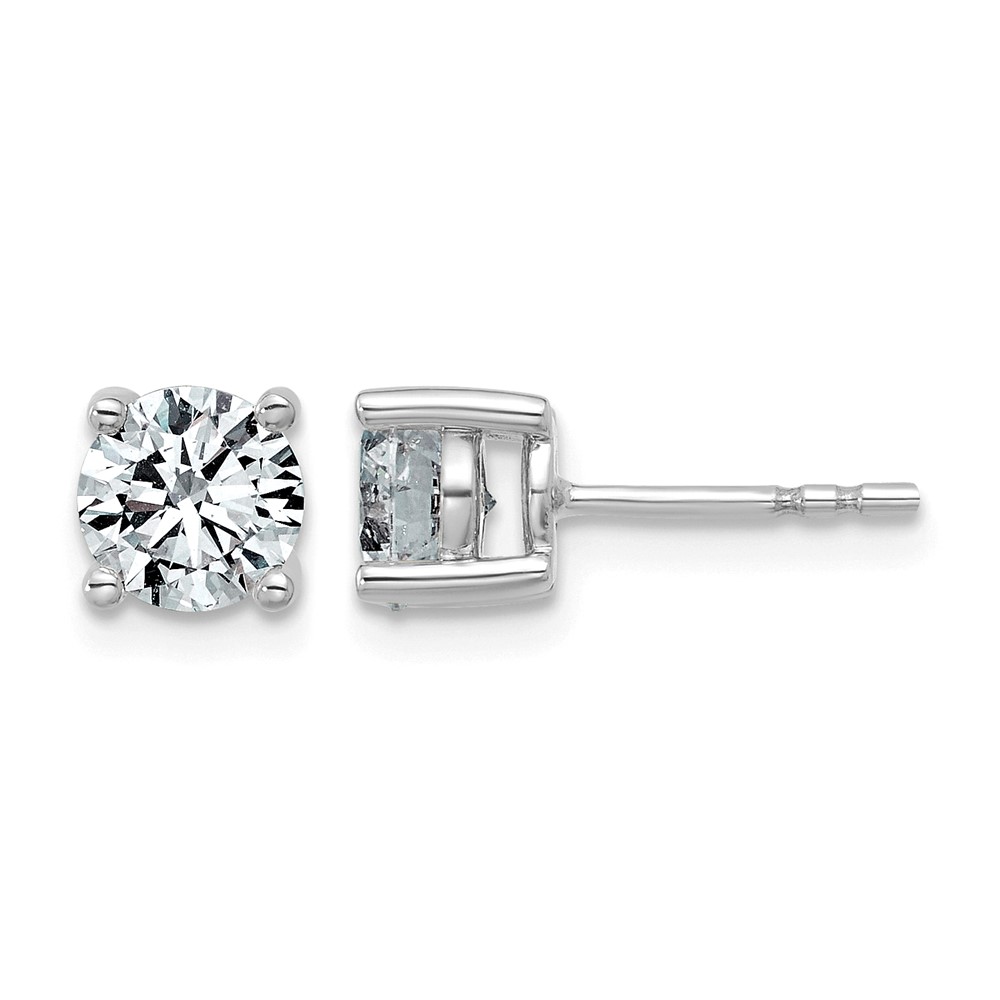 14K White Gold 1.50 Carat Lab Grown Diamond VS SI+ G+ Round Complete Four Prong Lightweight Stud Earrings