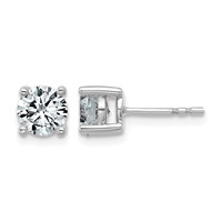 14K White Gold 1.50 Carat Lab Grown Diamond VS SI+ G+ Round Complete Four Prong Lightweight Stud Earrings view 1