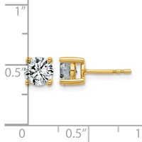 14K Yellow Gold 1.50 Carat Lab Grown Diamond VS+ F+ Round Complete Four Prong Lightweight Stud Earrings view 3