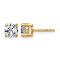 14K Yellow Gold 1.50 Carat Lab Grown Diamond VS+ F+ Round Complete Four Prong Lightweight Stud Earrings view 1