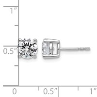 10K White Gold 2 Carat Lab Grown Diamond VS+ F+ Round Complete Four Prong Stud Earrings view 3