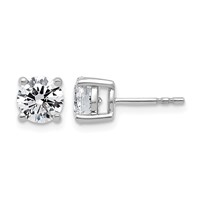 10K White Gold 2 Carat Lab Grown Diamond VS+ F+ Round Complete Four Prong Stud Earrings view 1