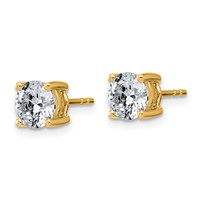 10K Yellow Gold 2 Carat Lab Grown Diamond VS SI+ G+ Round Complete Four Prong Stud Earrings view 2