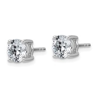 14K White Gold 2 Carat Lab Grown Diamond VS SI+ G+ Round Complete Four Prong Lightweight Stud Earrings view 2