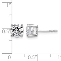 14K White Gold 2 Carat Lab Grown Diamond VS SI+ G+ Round Complete Four Prong Lightweight Stud Earrings view 4