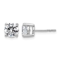 14K White Gold 2 Carat Lab Grown Diamond VS SI+ G+ Round Complete Four Prong Lightweight Stud Earrings view 1