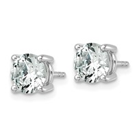10K White Gold 2.50 Carat Lab Grown Diamond VS+ F+ Round Complete Four Prong Stud Earrings view 2