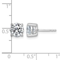 10K White Gold 2.50 Carat Lab Grown Diamond VS+ F+ Round Complete Four Prong Stud Earrings view 3