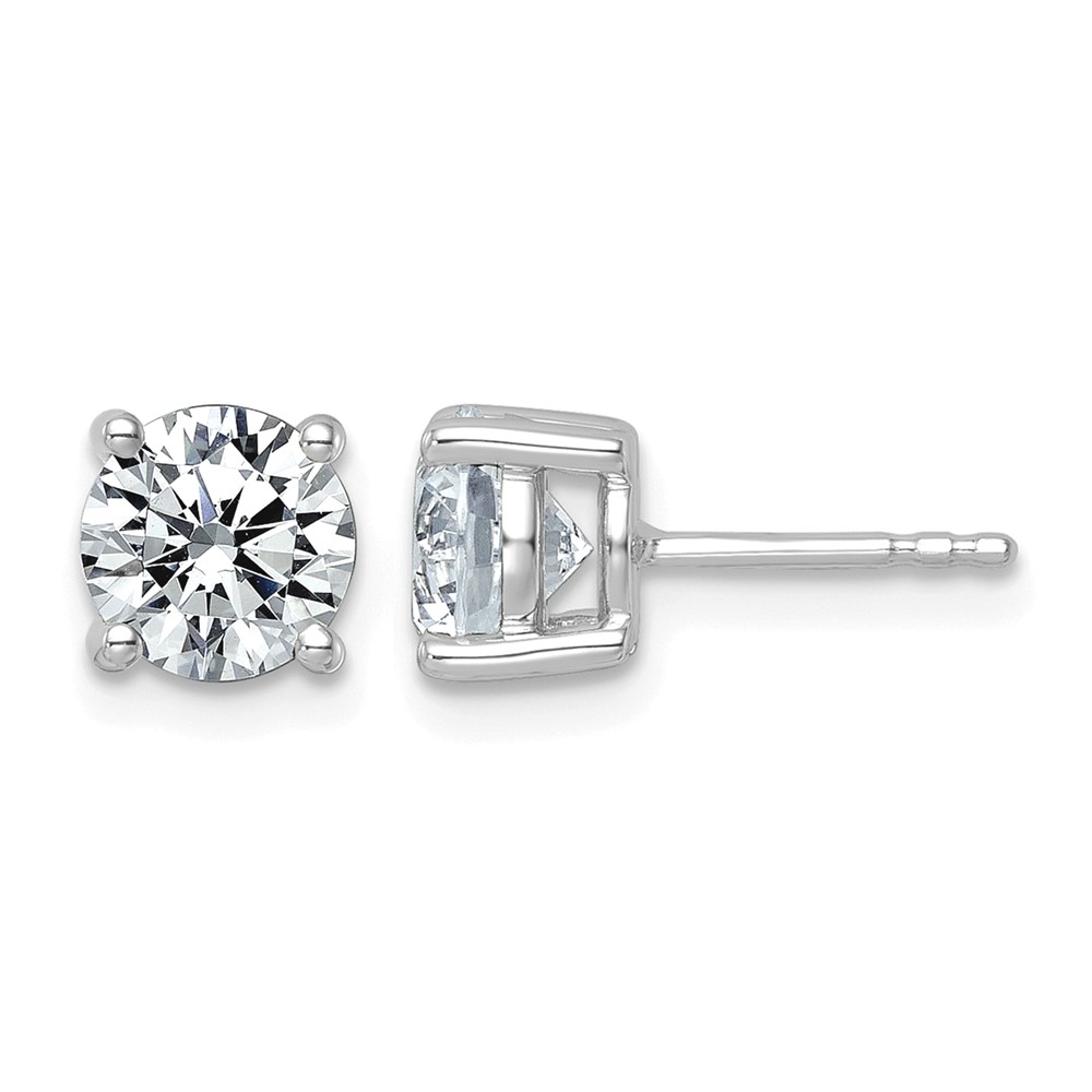 10K White Gold 2.50 Carat Lab Grown Diamond VS+ F+ Round Complete Four Prong Stud Earrings