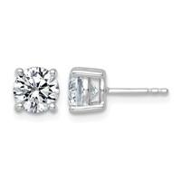 10K White Gold 2.50 Carat Lab Grown Diamond VS+ F+ Round Complete Four Prong Stud Earrings view 1