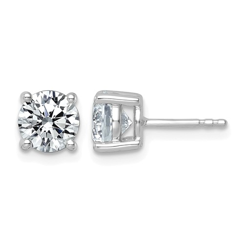 10K White Gold 2.50 Carat Lab Grown Diamond VS+ F+ Round Complete Four Prong Stud Earrings