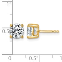 10K Yellow Gold 2.50 Carat Lab Grown Diamond VS+ F+ Round Complete Four Prong Stud Earrings view 3