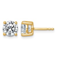 10K Yellow Gold 2.50 Carat Lab Grown Diamond VS+ F+ Round Complete Four Prong Stud Earrings view 1