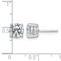 14K White Gold 2.50 Carat Lab Grown Diamond VS+ F+ Round Complete Four Prong Lightweight Stud Earrings view 3